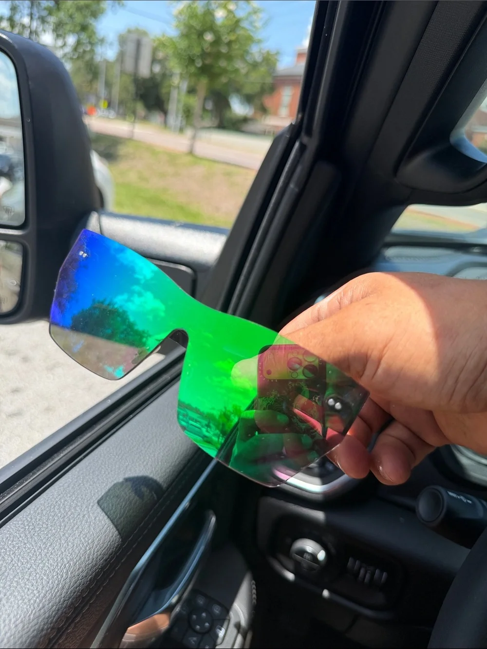 KOPAJOS Karl Stromberg‎ Shield Sunglasses Green Mirror Futuristic Unisex w/ Case
